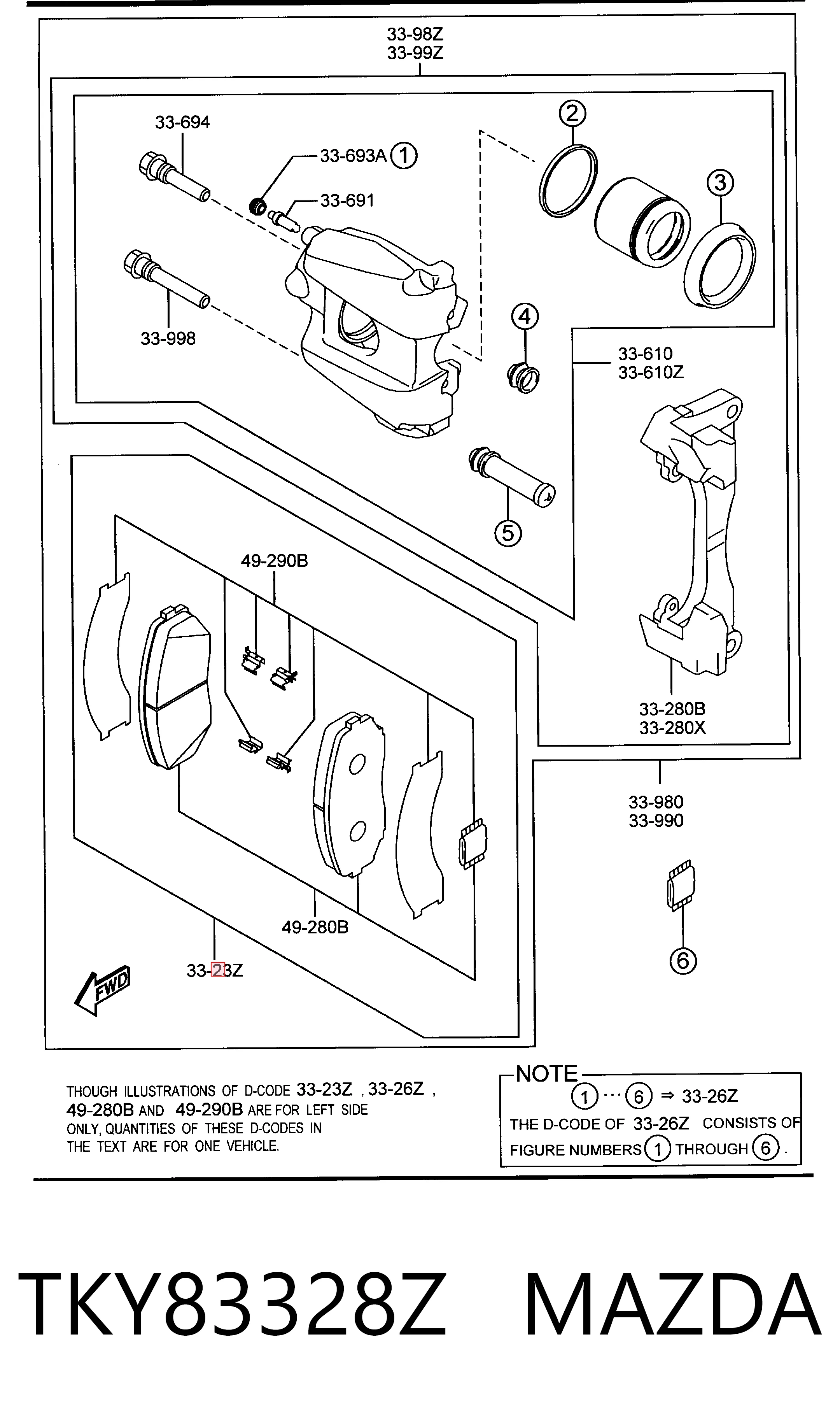 TKY83328Z Mazda Передні гальмівні колодки