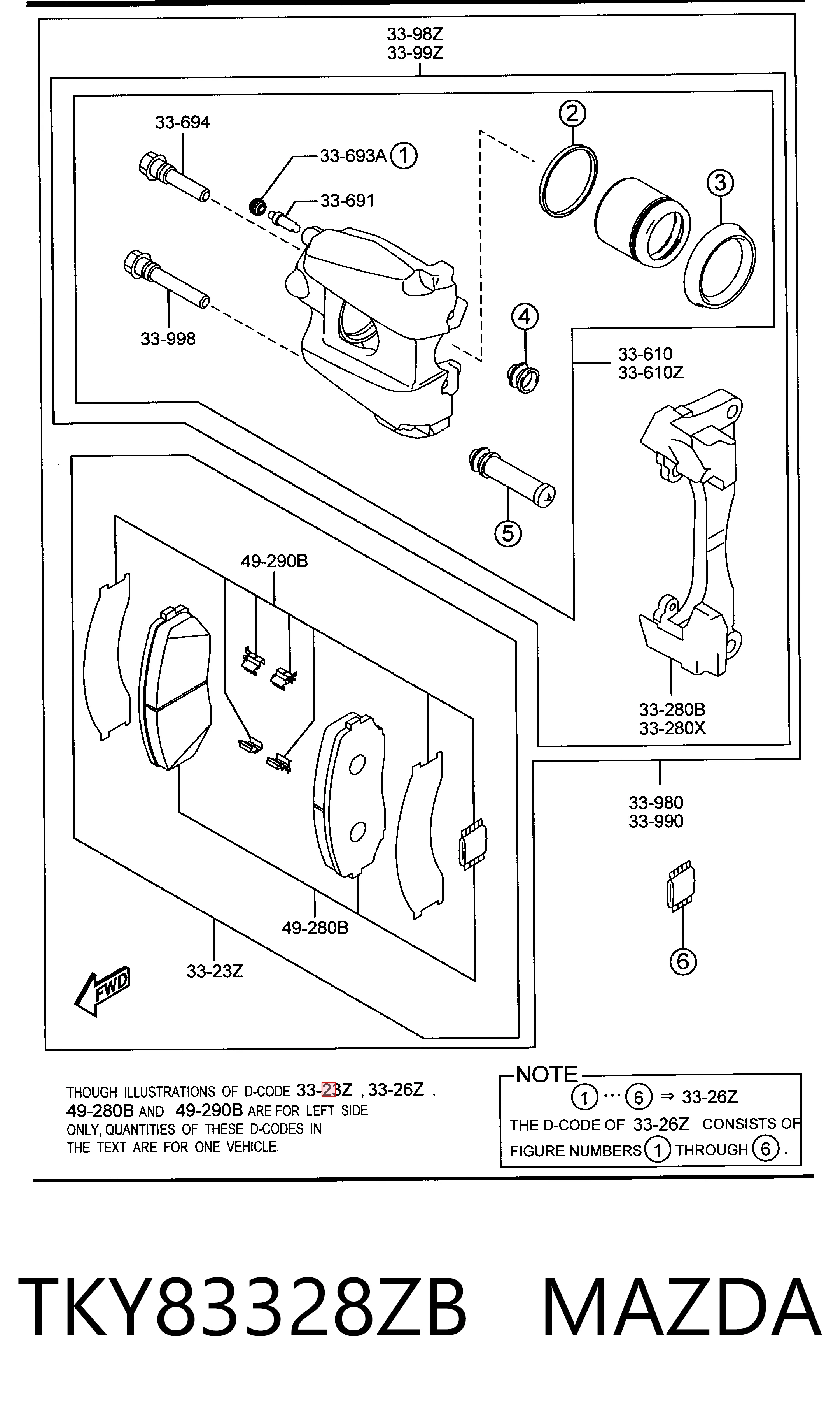 TKY83328ZB Mazda Передні гальмівні колодки