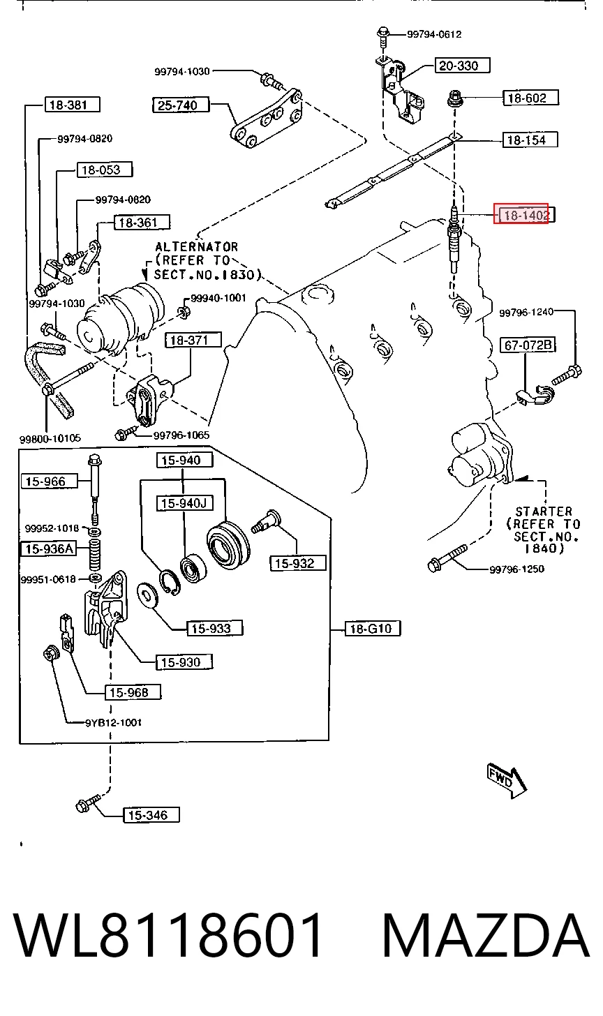 WL8118601 Mazda Свічки розжарювання