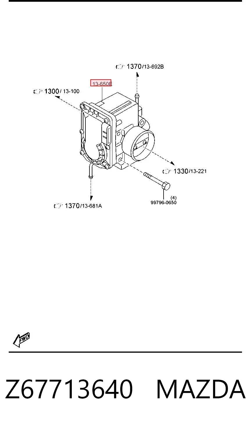 Z67713640 Mazda Дросільна заслінка в зборі