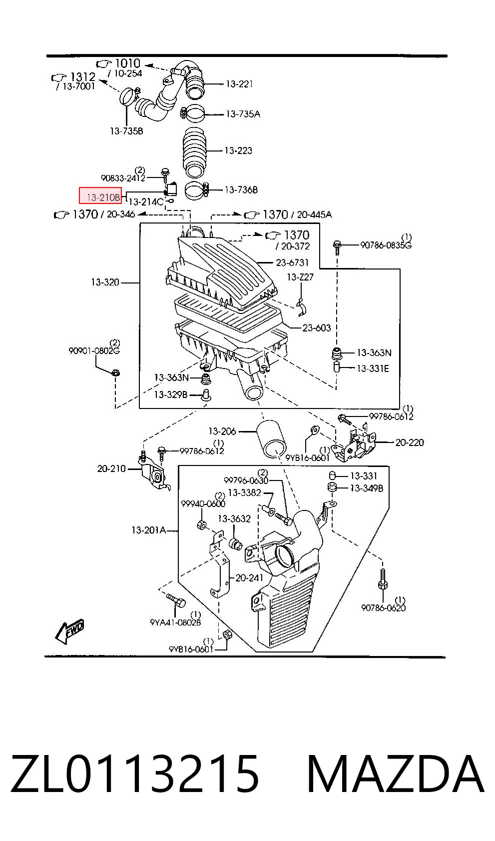 ZL0113215 Mazda Датчик витрати повітря