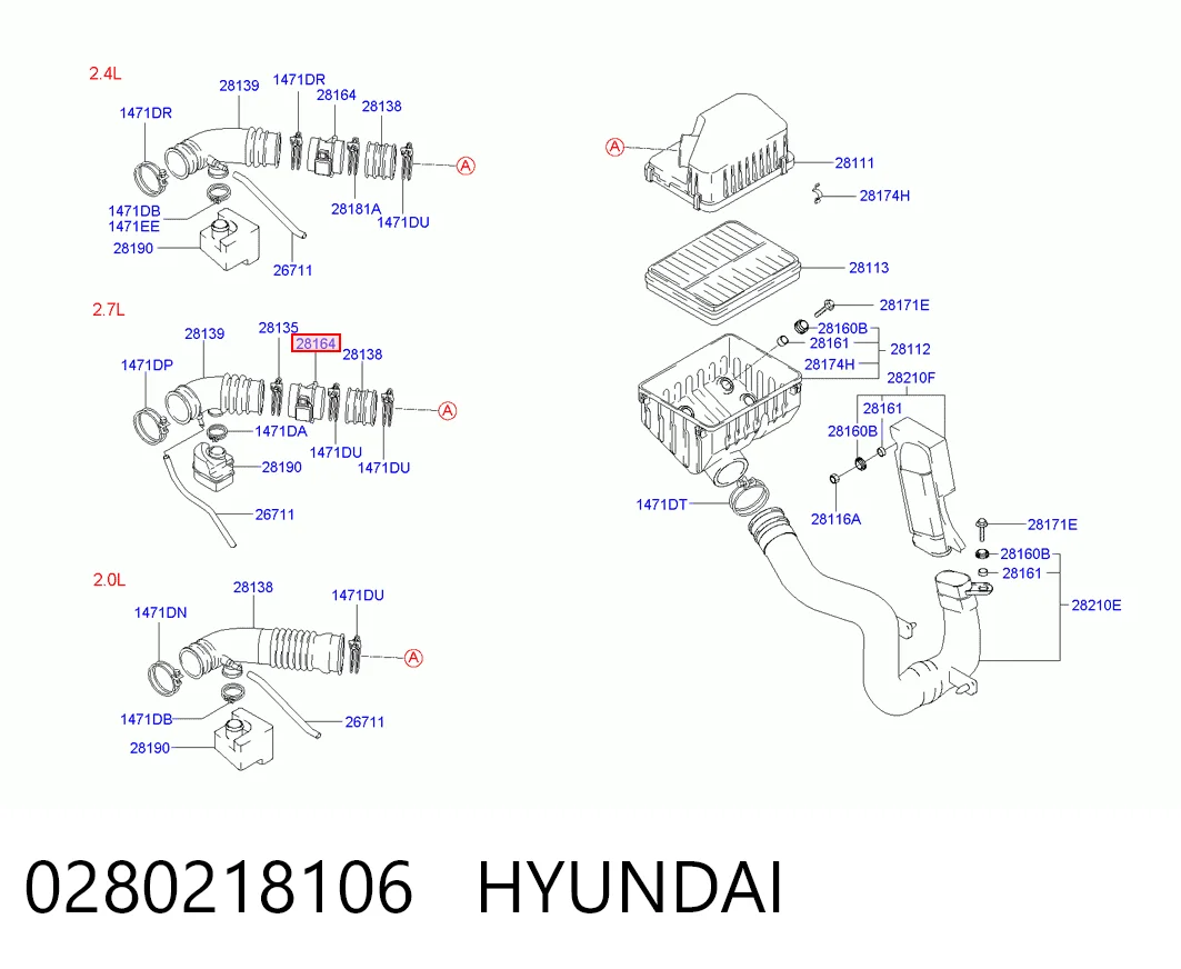 Датчик масової витрати повітря Hyundai Santa Fe I позашляховик (SM) (2000 - 2006) ціна, від 31.73 USD