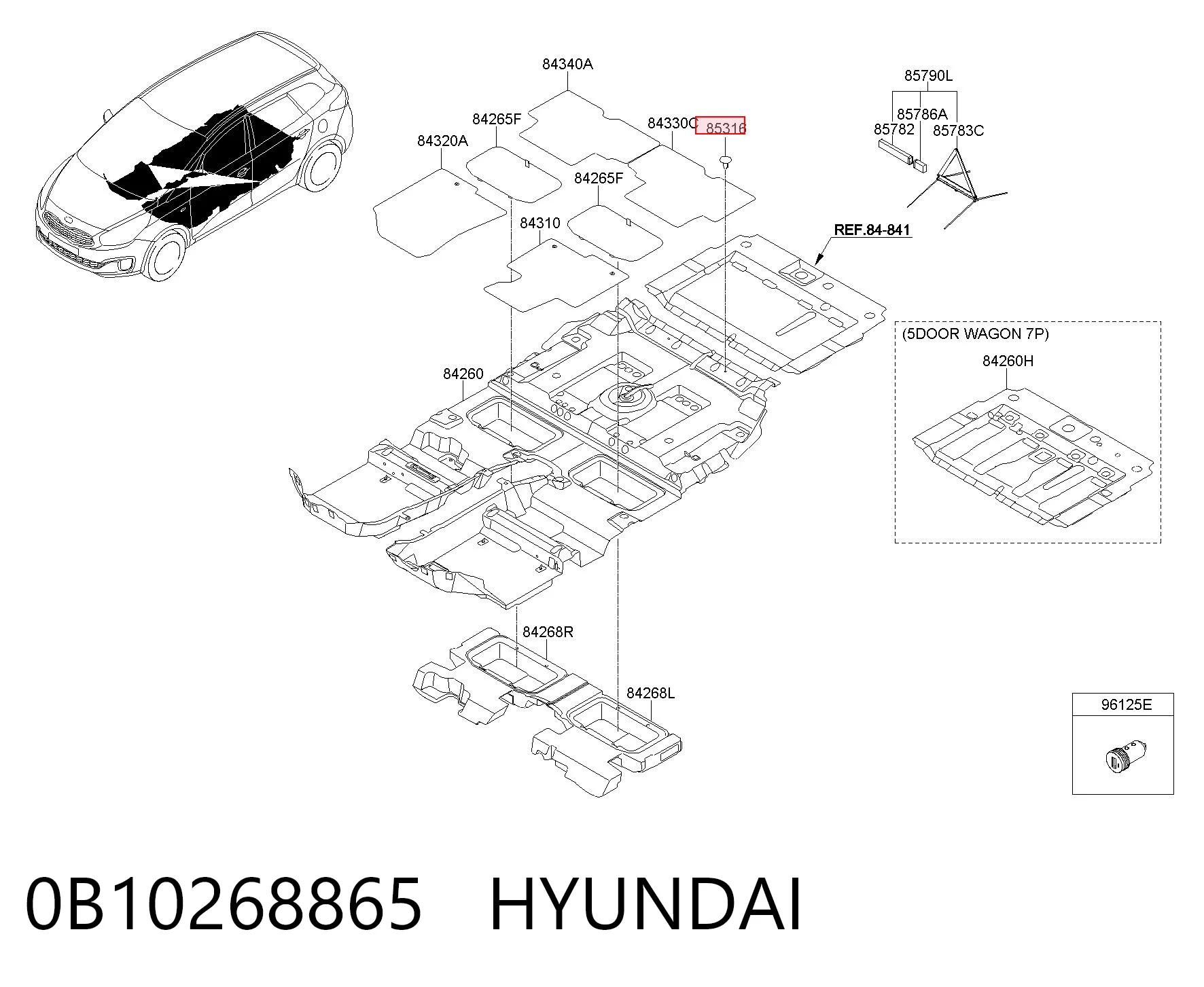 0B10268865 Hyundai/Kia Кліпса термоізоляції капота