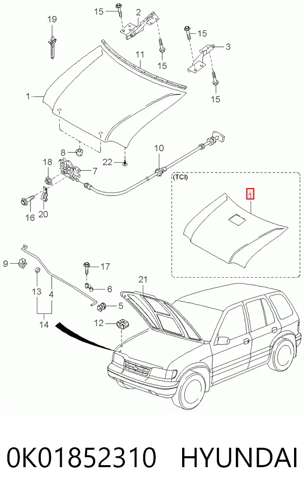 Капот на KIA Sportage I K00