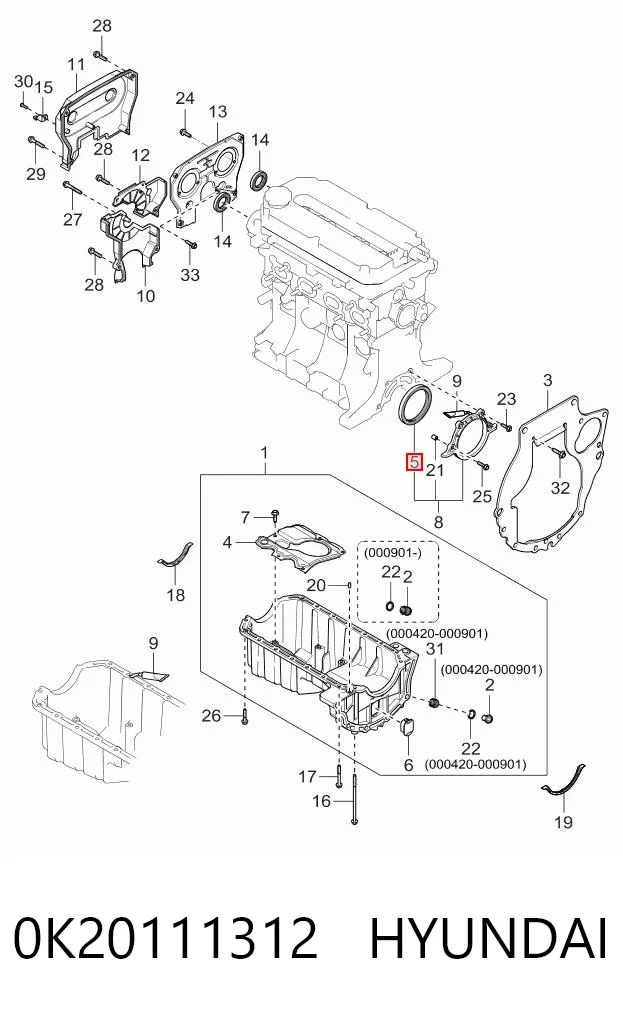 Сальник коленвала корінний на KIA Rio I DC