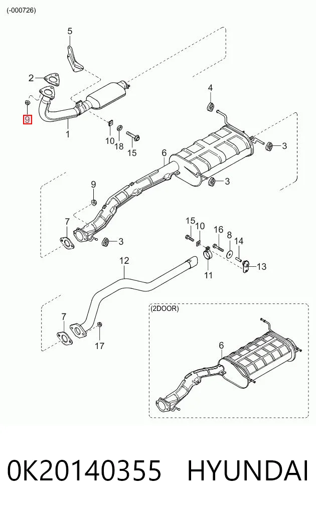 0K20140355 Hyundai/Kia Мотор склопідйомника водійських дверей