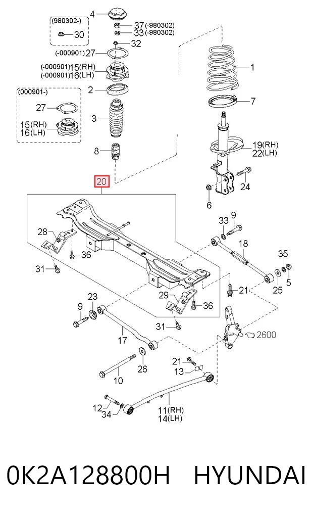 Підвіска задня на KIA Sephia II FB