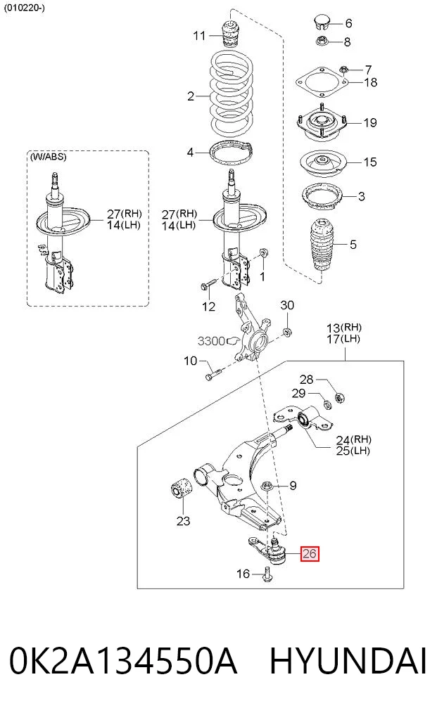 0K2A134550A Hyundai/Kia Кульові на авто