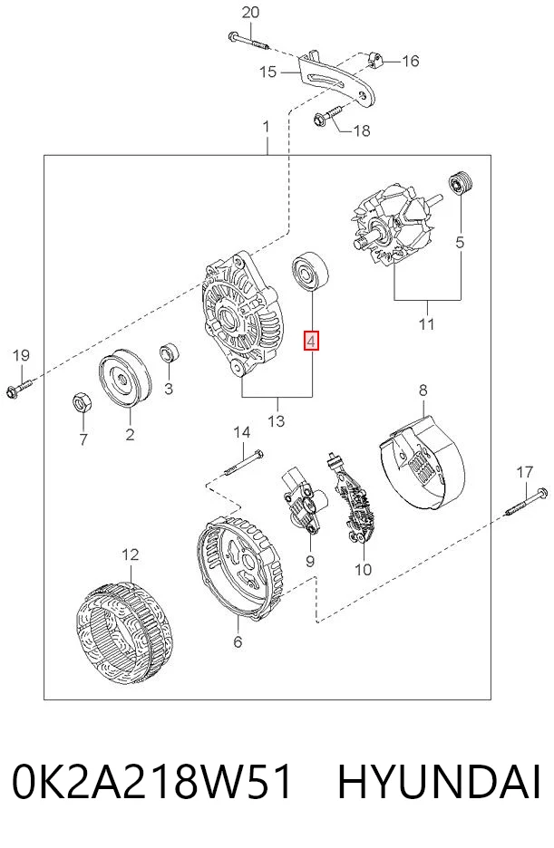 0K2A218W51 Hyundai/Kia Підшипник генератора