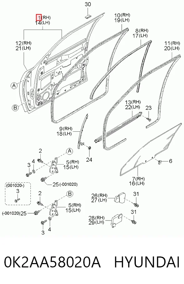 Двері передні, праві KIA Sephia II хетчбек (FB) (1997 - 2000) ціна, від 51.53 USD