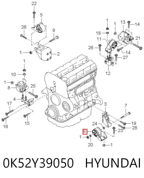 Подушка передньої опори двигуна на KIA Carnival II GQ