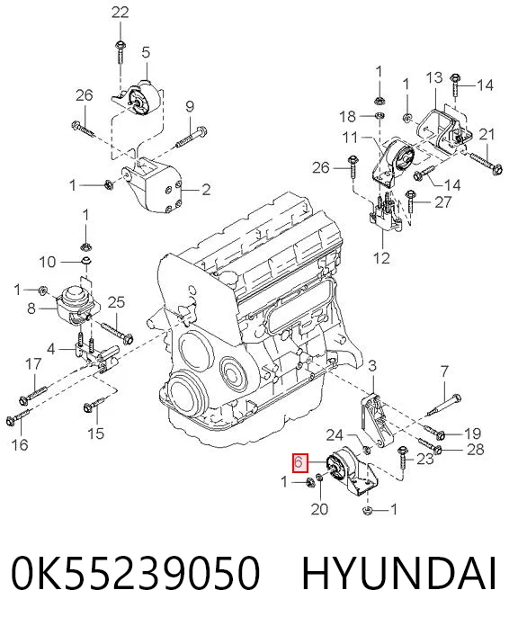 Подушка (опора) двигуна, передня KIA Carnival II мінівен (GQ) (2001 - 2005) ціна, від 28.26 USD