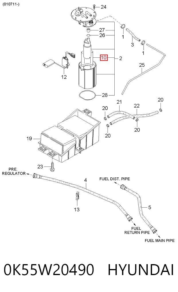 Фільтр паливний Onnuri 0K55W20490