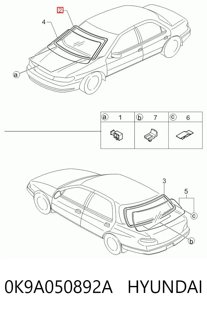 Ущільнювач лобового скла KIA Clarus K9A