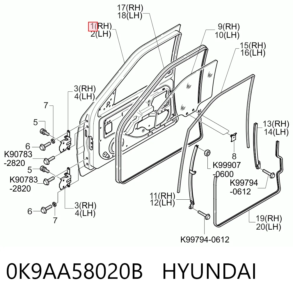 Пасажирські передні двері на KIA Clarus  K9A