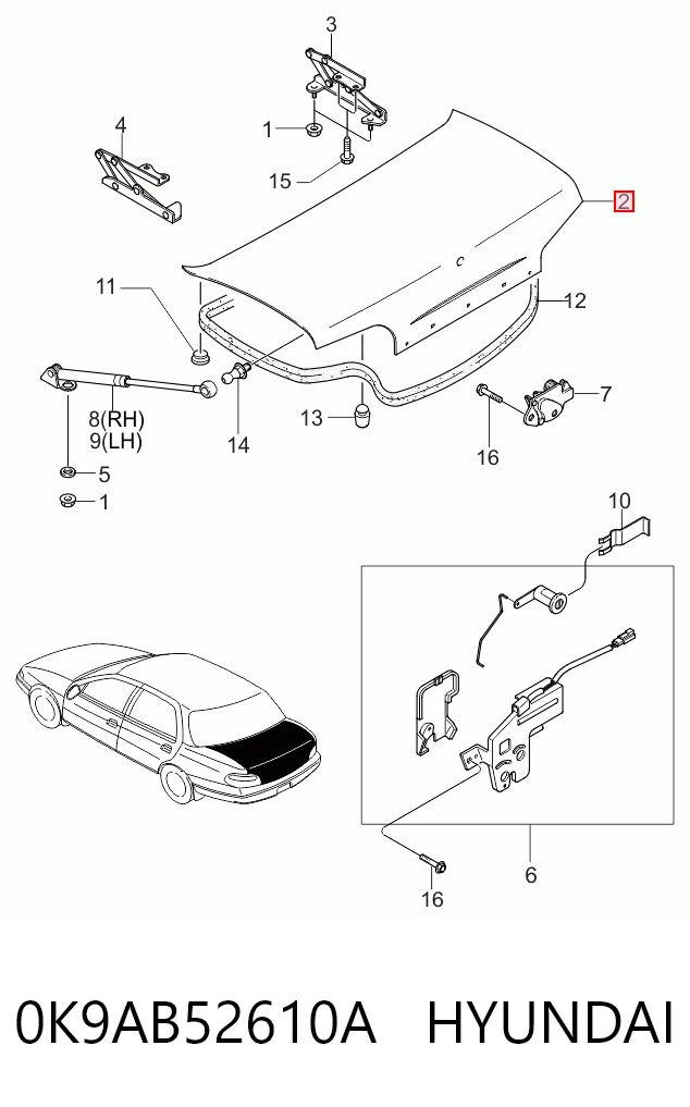 Кришка багажника на KIA Clarus  K9A