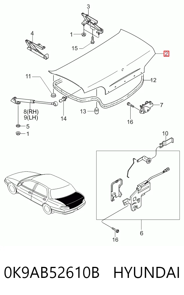 Кришка багажника KIA Clarus седан (K9A) (1996 - 1998) ціна, від 24.71 USD