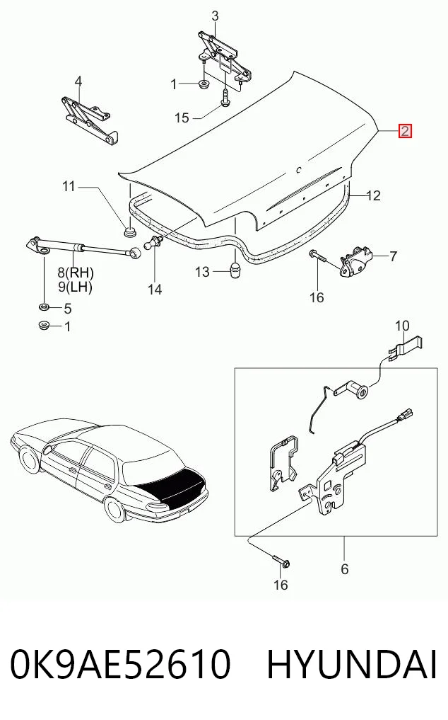 Купити Кришка багажника KIA Clarus  K9A