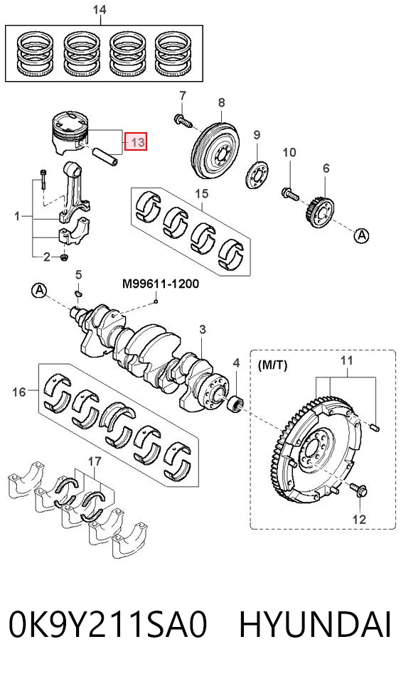 0K9Y211SA0 Mazda Поршень двигуна без кілець