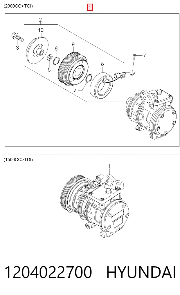 Компресор кондиціонера 977012F000 Rebuilt