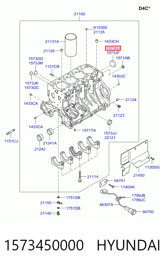 Заглушка головки блока на Hyundai H-1 STAREX Starex TQ
