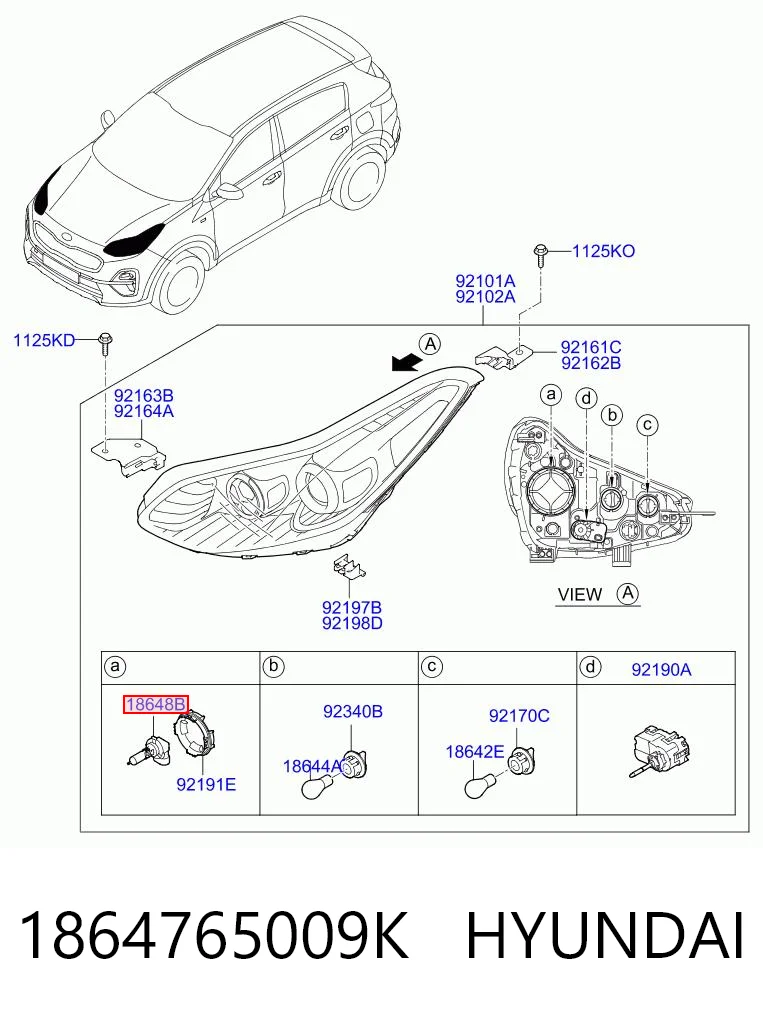 1864765009K Hyundai/Kia Лампа автомобільна