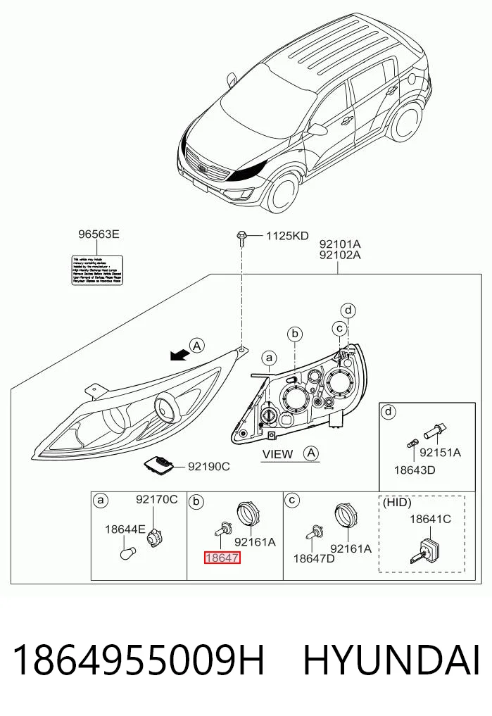 1864955009H Hyundai/Kia Лампа автомобільна