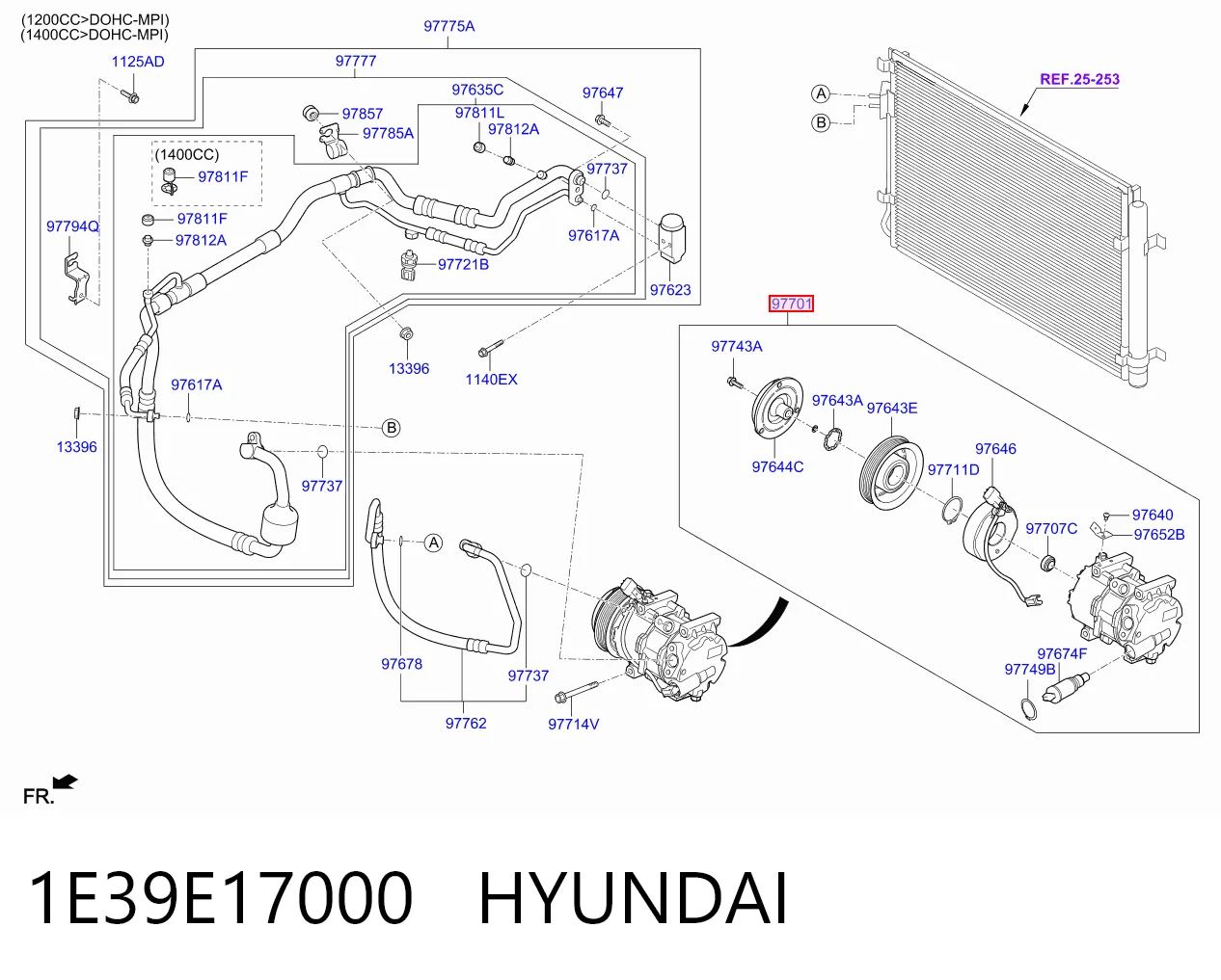 1E39E17000 Hyundai/Kia Компресор холодоагенту