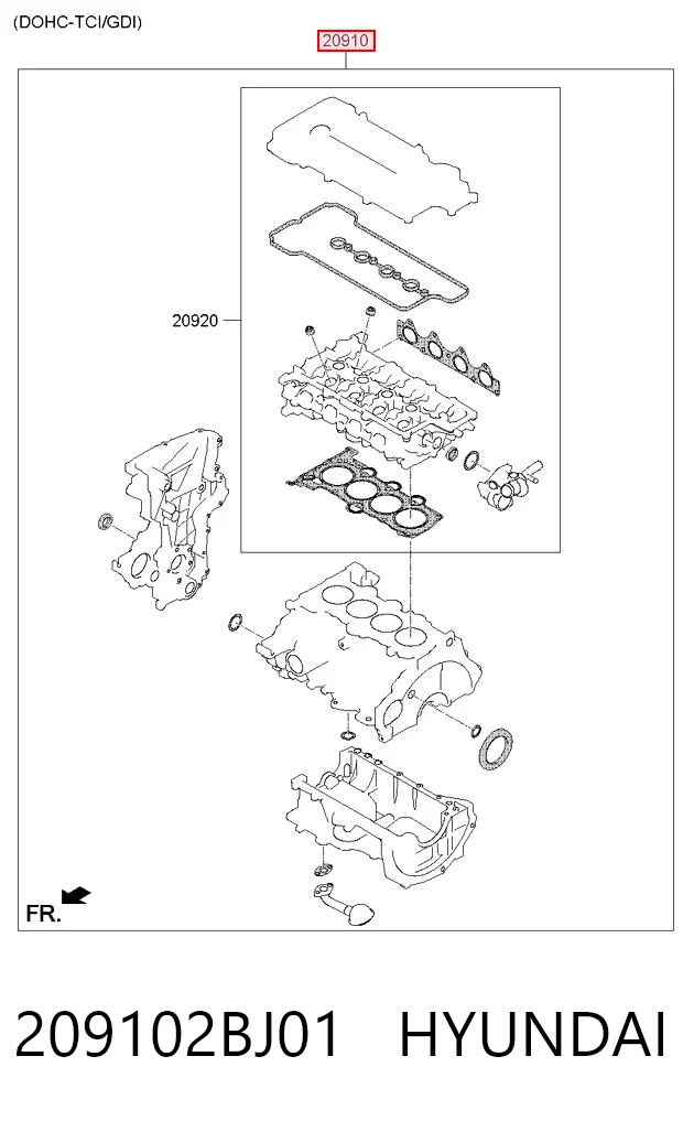 Комплект прокладок двигуна, повний Hyundai Elantra V седан (MD) (2010 - 2017) ціна, від 35.19 USD