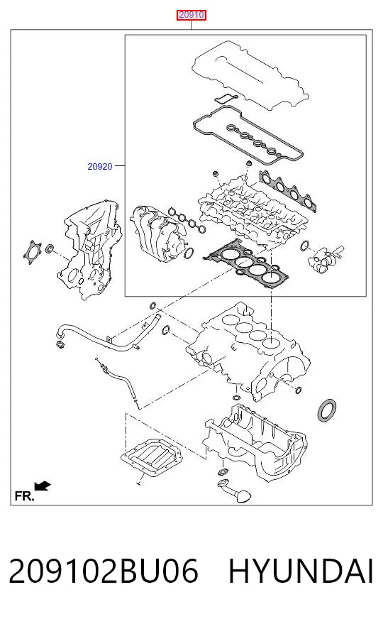 209102BU06 Hyundai/Kia Набір прокладок двигуна
