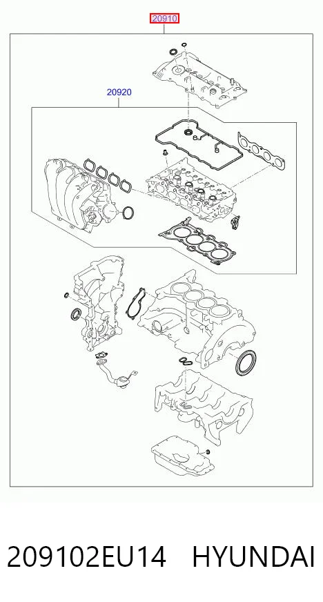 209102EU14 Hyundai/Kia Набір прокладок двигуна