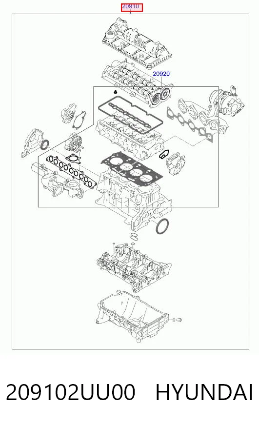209102UU00 Hyundai/Kia Набір прокладок двигуна