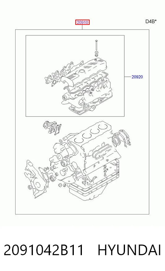 Комплект прокладок двигуна, повний KAP 2091042D00 ціна, від 41.10 USD