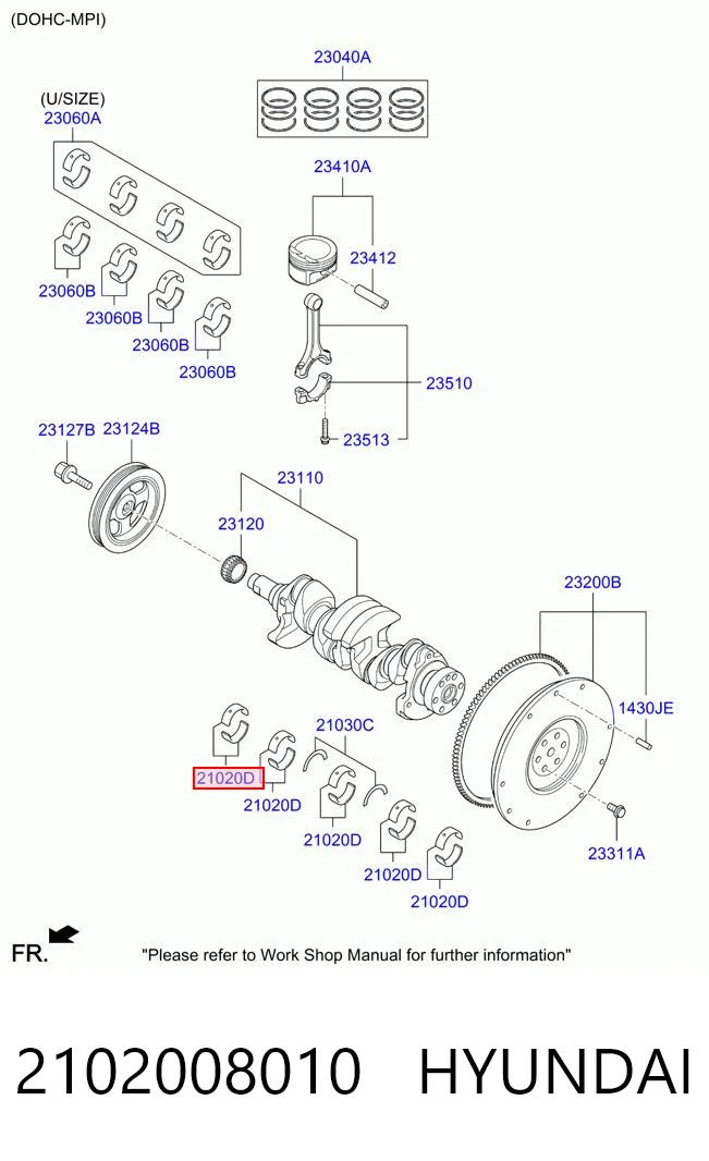 2102008010 Hyundai/Kia Підшипник шатуна