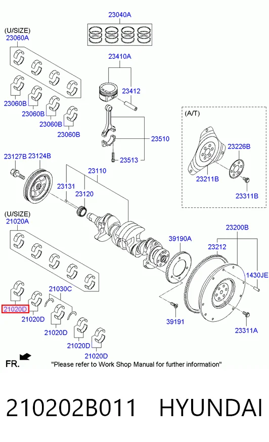 Купити 210202B010 Chrysler Вкладиші колінвала, корінні, комплект, стандарт (STD)
