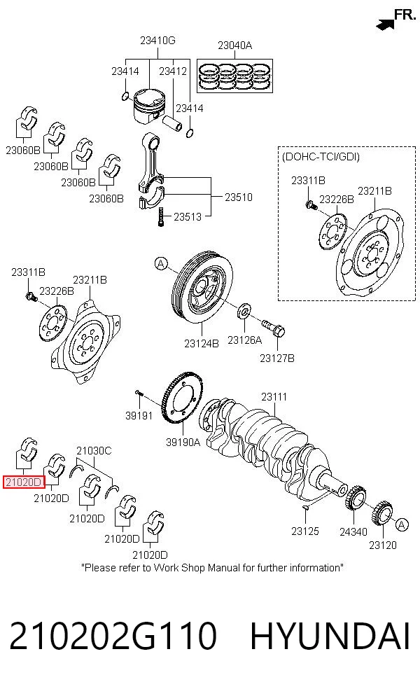 210202G110 Hyundai/Kia Вкладиші колінвала, корінні, комплект, стандарт (STD)