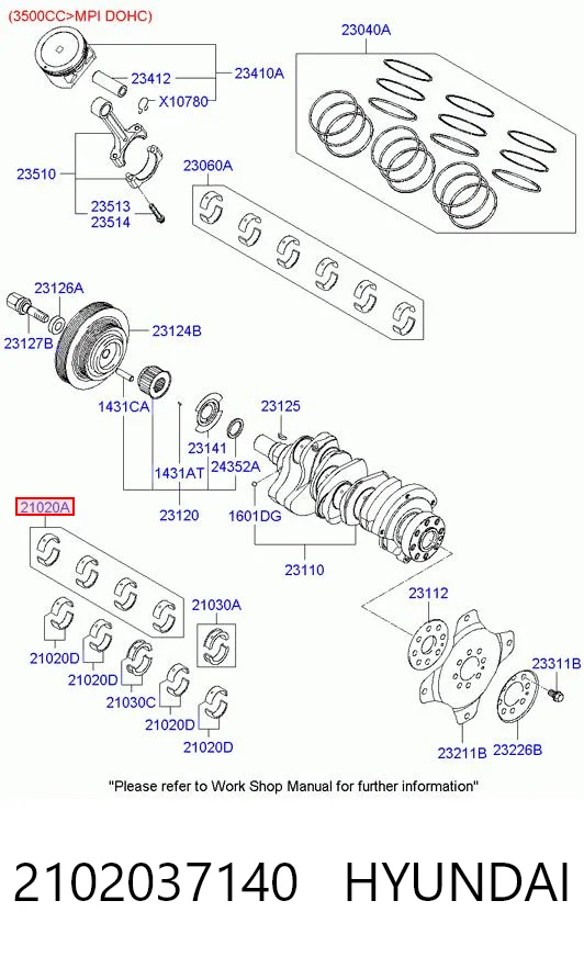 2102037140 Hyundai/Kia Підшипник ковзання клонували