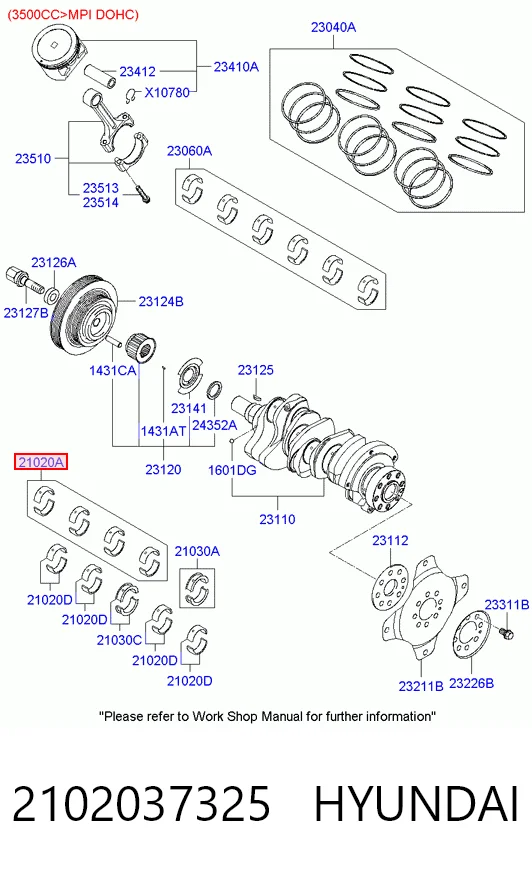 2102037325 Hyundai/Kia Підшипник ковзання клонували