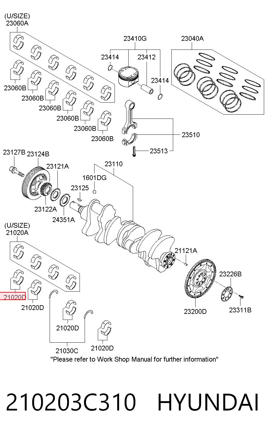 210203C310 Hyundai/Kia Підшипник ковзання клонували