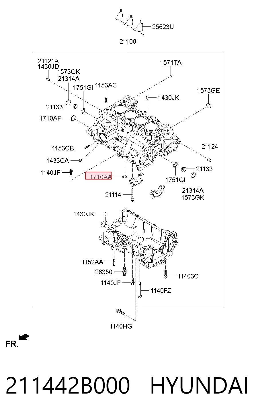 211442B000 Hyundai/Kia Прокладка піддону картера двигуна