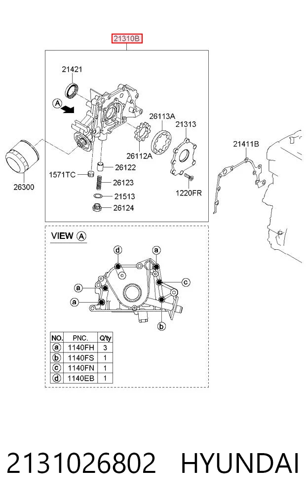 2131026802 Hyundai/Kia Масляний насос двигуна