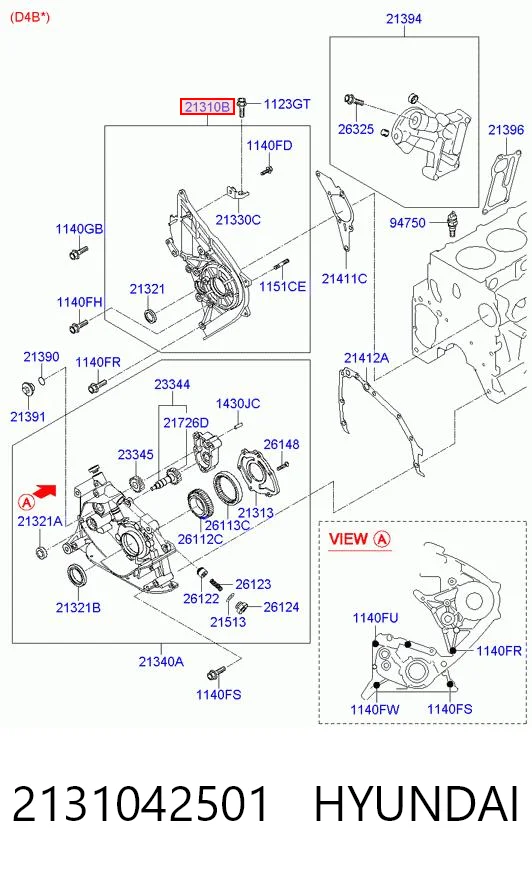 2131042501 Hyundai/Kia Масляний насос двигуна