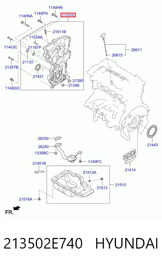 213502E740 Hyundai/Kia Кришка мотора передня