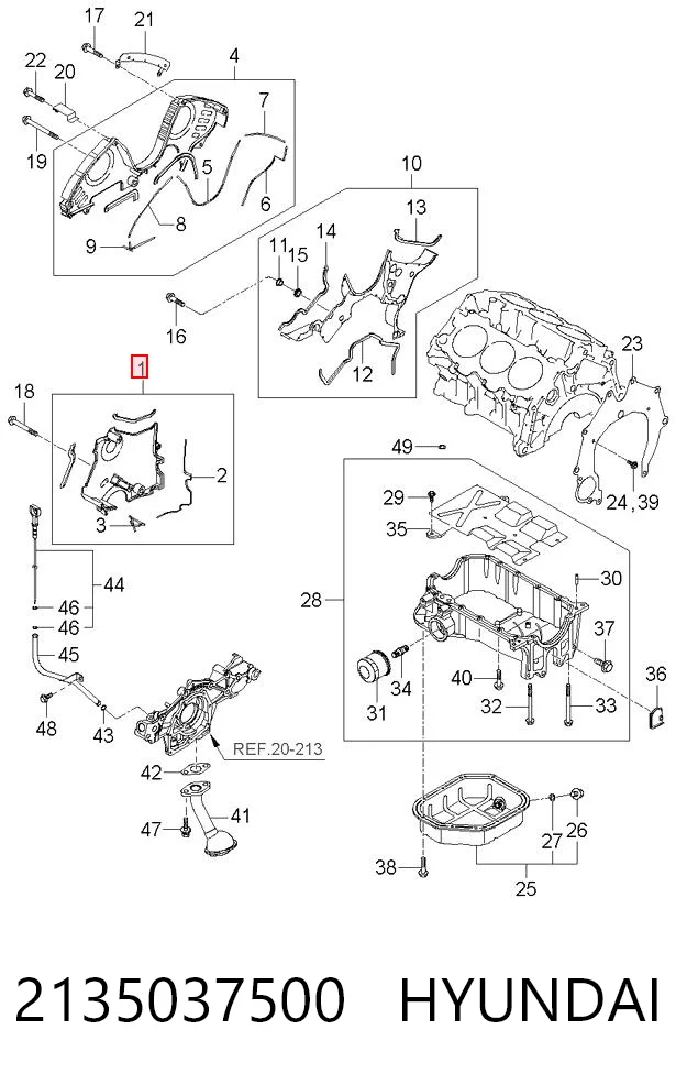 2135037500 Hyundai/Kia Захист ременя ГРМ, нижній