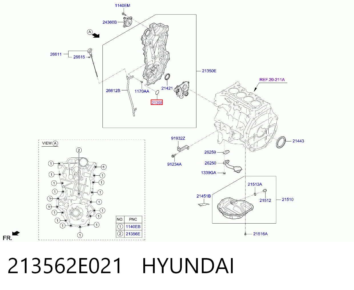 213562E021 Hyundai/Kia Кільце ущільнювача направляючої щупа рівня масла двигуна