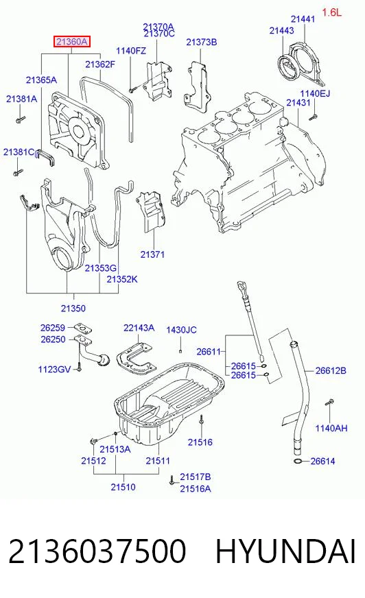 2136037500 Hyundai/Kia Захист ременя ГРМ, верхній