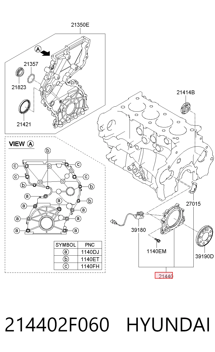 214402F060 Hyundai/Kia Обойма сальника колінвалу, заднього