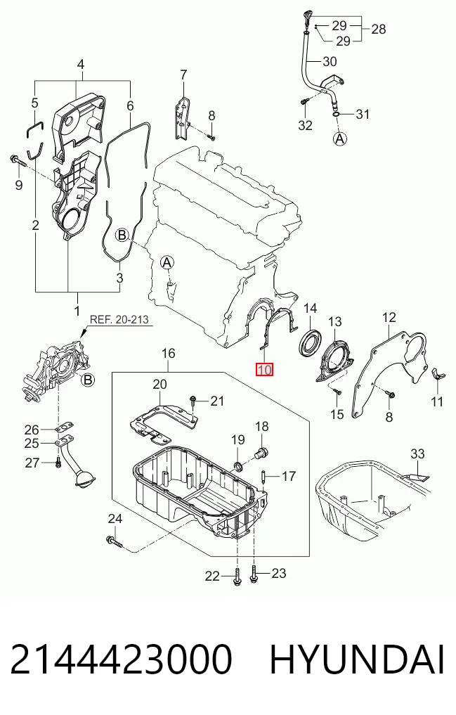 2144423000 Hyundai/Kia Прокладка задньої кришки блока циліндрів