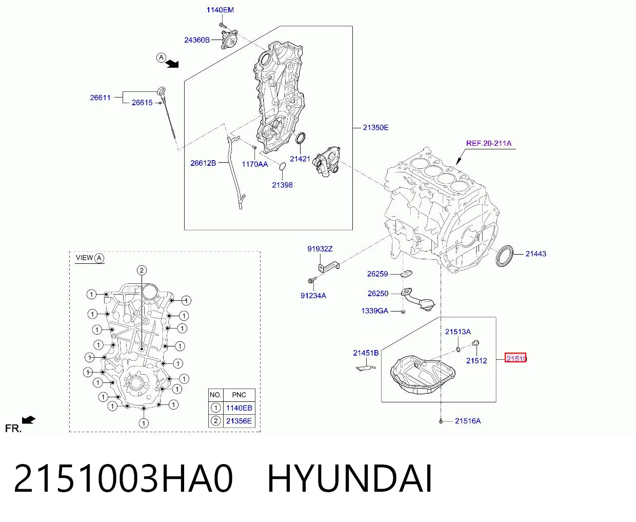 2151003HA0 Hyundai/Kia Картер масляний