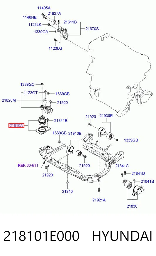 218101E000 Hyundai/Kia Права подушка мотора